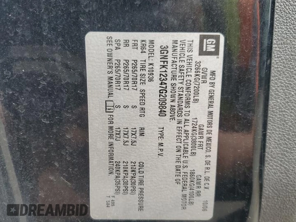 2007 Chevrolet Avalanche 3LT with VIN 3GNFK12347G209840, listed as a Copart auction lot 56121535 with 194,814 mi miles and Salvage title. Bid and sale history available at DreamBid. Image 12.