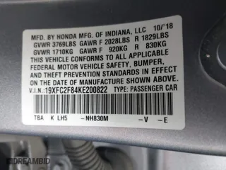 2019 Honda Civic Sedan Sport with VIN 19XFC2F84KE200822, listed as a IAAI auction lot 41753976 with 77,090 mi miles. Bid and sale history available at carsss.com. Image 9.