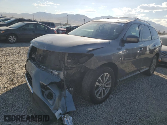 2016 Nissan Pathfinder S with VIN 5N1AR2MM0GC658134, listed as a Copart auction lot 74589594 with 163,451 mi miles and Salvage Title. Bid and sale history available at carsss.com. Image 1.