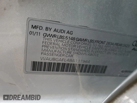 2011 Audi S4 Premium Plus z VIN WAUBGAFL4BA111964, wystawiony jako Copart lot #45723135 z przebiegiem 84 539 mil mil oraz Szkoda całkowita • Salvage title. Historia ofert i sprzedaży dostępna na DreamBid. Obrazek 14.