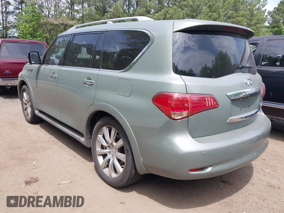 2011 Infiniti QX56 7-passenger with VIN JN8AZ2NEXB9000116, listed as a IAAI auction lot 42159602 with 119,325 mi miles. Bid and sale history available at carsss.com. Image 3.