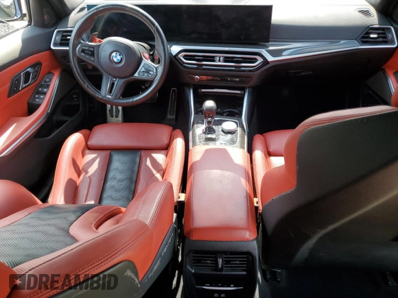 2024 BMW M3 Competition with VIN WBS33AY07RFR51488, listed as a Copart auction lot 61387385 with Not provided miles and Salvage title. Bid and sale history available at DreamBid. Image 8.