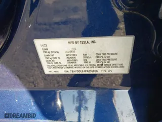 2023 Tesla Model Y Long Range with VIN 7SAYGDEE4PA035856, listed as a IAAI auction lot 41408305 with 59,344 mi miles. Bid and sale history available at carsss.com. Image 9.