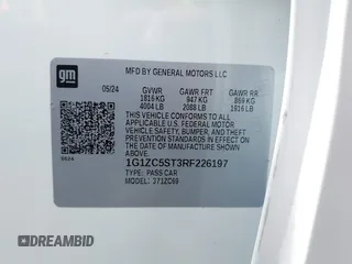 2024 Chevrolet Malibu LS with VIN 1G1ZC5ST3RF226197, listed as a IAAI auction lot 42155653 with 4,105 mi miles and . Bid and sale history available at DreamBid. Image 9.