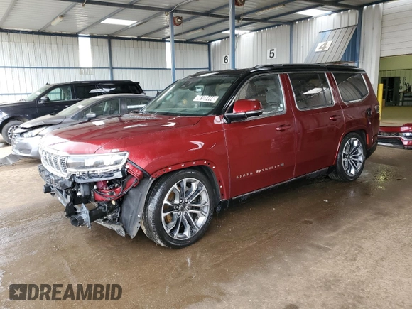 2022 Jeep Grand Wagoneer Series III z VIN 1C4SJVGP3NS113264, wystawiony jako Copart lot #84120074 z przebiegiem Nie podano mil oraz Szkoda całkowita • Salvage title. Historia ofert i sprzedaży dostępna na DreamBid. Obrazek 1.