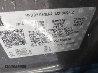 2019 GMC Acadia SLE with VIN 1GKKNKLA8KZ123610, listed as a IAAI auction lot 41605818 with 181,306 mi miles. Bid and sale history available at carsss.com. Image 9.