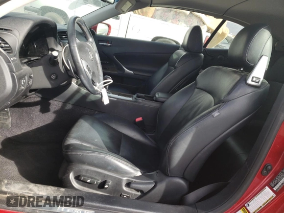2011 Lexus IS 350 C with VIN JTHFE2C29B2505657, listed as a Copart auction lot 82637394 with 62,145 mi miles and Salvage title. Bid and sale history available at DreamBid. Image 7.