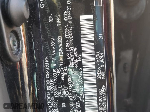 2016 Toyota 4Runner Limited with VIN JTEBU5JR1G5323876, listed as a Copart auction lot 48382165 with 84,643 mi miles and Salvage Title. Bid and sale history available at DreamBid. Image 16.