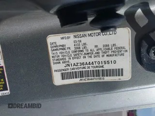 2004 Nissan 350Z Touring with VIN JN1AZ36A44T015510, listed as a IAAI auction lot 41959294 with 180,293 mi miles. Bid and sale history available at carsss.com. Image 9.