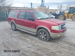 2007 Ford Expedition Max Eddie Bauer with VIN 1FMFK18587LA86155, listed as a IAAI auction lot 41520120 with 232,140 mi miles and . Bid and sale history available at DreamBid. Image 1.