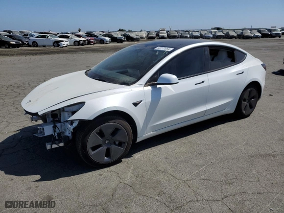 2022 Tesla Model 3 Long Range with VIN 5YJ3E1EB9NF179033, listed as a Copart auction lot 58272654 with 25,314 mi miles and Salvage Title. Bid and sale history available at carsss.com. Image 1.