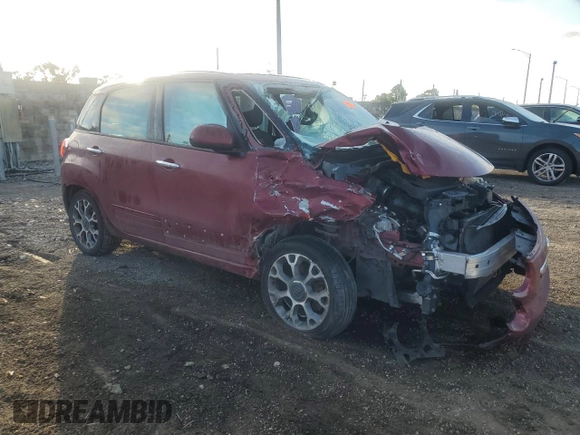 2012 FIAT 500L Easy with VIN ZFBCFABH8EZ026985, listed as a Copart auction lot 43201625 with Not Provided miles and Salvage Title. Bid and sale history available at DreamBid. Image 4.
