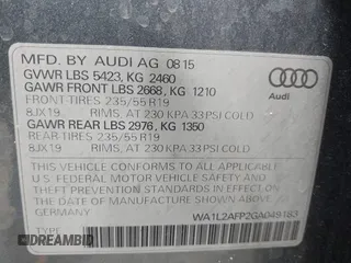 2016 Audi Q5 Premium Plus with VIN WA1L2AFP2GA049183, listed as a IAAI auction lot 42238212 with 136,981 mi miles and . Bid and sale history available at DreamBid. Image 9.