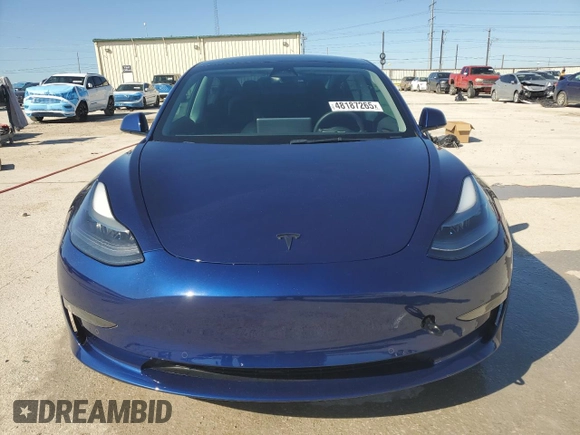 2022 Tesla Model 3 with VIN 5YJ3E1EA8NF322335, listed as a Copart auction lot 48187265 with 22,265 mi miles and Clean Title. Bid and sale history available at DreamBid. Image 5.