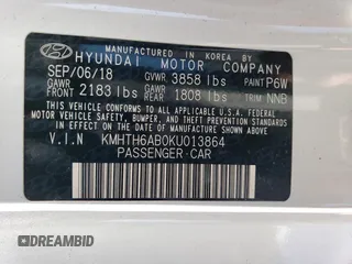 2019 Hyundai Veloster Turbo R-Spec with VIN KMHTH6AB0KU013864, listed as a Copart auction lot 69713173 with 60,523 mi miles. Bid and sale history available at carsss.com. Image 14.