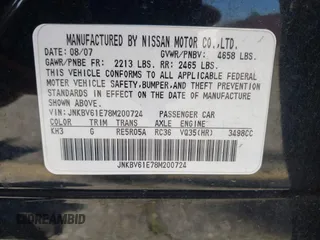 2008 Infiniti G35 Journey z VIN JNKBV61E78M200724, wystawiony jako IAAI lot #42223099 z przebiegiem 197 935 mil mil oraz . Historia ofert i sprzedaży dostępna na DreamBid. Obrazek 9.