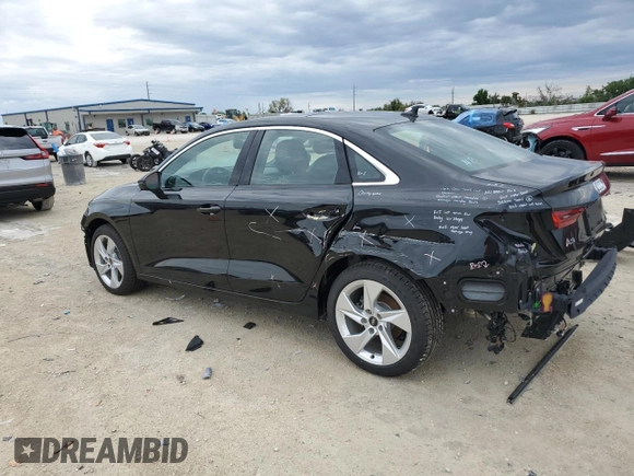 2023 Audi A3 Premium with VIN WAUGUDGY2PA108725, listed as a Copart auction lot 44036844 with 29 mi miles. Bid and sale history available at carsss.com. Image 2.