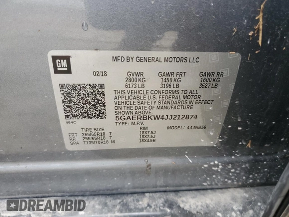 2018 Buick Enclave Essence with VIN 5GAERBKW4JJ212874, listed as a Copart auction lot 80506014 with Not Provided miles and Non Repairable. Bid and sale history available at DreamBid. Image 14.