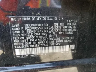 2024 Honda HR-V Sport z VIN 3CZRZ1H5XRM732739, wystawiony jako Copart lot #52037745 z przebiegiem 26 205 mil mil oraz Szkoda całkowita • Salvage title. Historia ofert i sprzedaży dostępna na DreamBid. Obrazek 16.