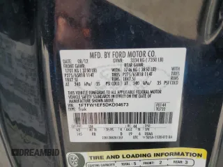 2013 Ford F-150 XL with VIN 1FTFW1EF5DKD04673, listed as a Copart auction lot 60316705 with 308,347 mi miles and Salvage title. Bid and sale history available at DreamBid. Image 12.