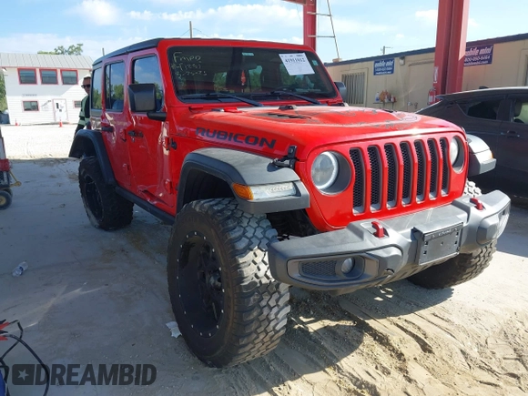 2018 Jeep Wrangler Unlimited Rubicon with VIN 1C4HJXFG0JW159287, listed as a IAAI auction lot 41911012 with 93,784 mi miles and . Bid and sale history available at DreamBid. Image 1.