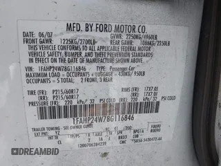 2008 Ford Taurus SEL with VIN 1FAHP24W78G116846, listed as a IAAI auction lot 42599313 with 142,599 mi miles and . Bid and sale history available at DreamBid. Image 9.