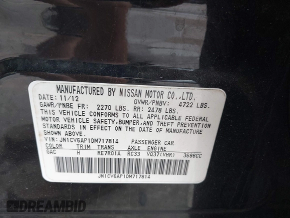 2013 Infiniti G37 Journey with VIN JN1CV6AP1DM717814, listed as a IAAI auction lot 42100626 with 137,399 mi miles and . Bid and sale history available at DreamBid. Image 9.