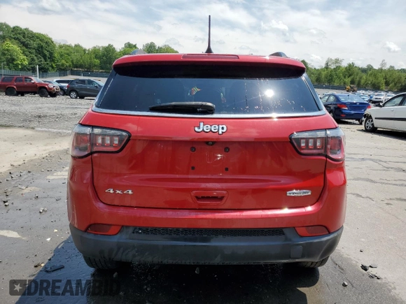 2017 Jeep Compass Latitude with VIN 3C4NJDBB3HT660606, listed as a Copart auction lot 60023685 with 80,526 mi miles and Salvage title. Bid and sale history available at DreamBid. Image 6.
