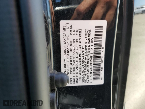 2015 Honda CR-V EX with VIN 2HKRM3H59FH504815, listed as a Copart auction lot 54885625 with 139,280 mi miles and Salvage Title. Bid and sale history available at carsss.com. Image 12.