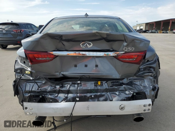 2024 Infiniti Q50 Luxe with VIN JN1EV7BP8RM600834, listed as a Copart auction lot 50489245 with 7,265 mi miles and Salvage title. Bid and sale history available at DreamBid. Image 6.
