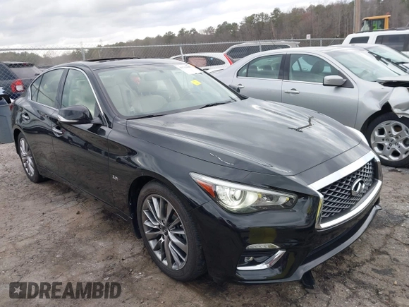 2018 Infiniti Q50 Sport with VIN JN1EV7AP4JM350322, listed as a IAAI auction lot 41704895 with 117,408 mi miles and . Bid and sale history available at carsss.com. Image 1.