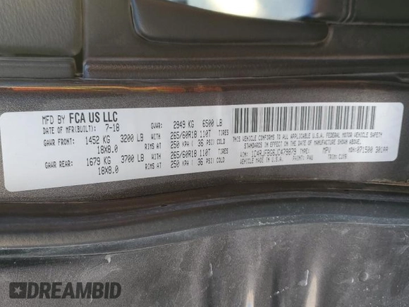2018 Jeep Grand Cherokee Limited with VIN 1C4RJFBG6JC479879, listed as a Copart auction lot 50708085 with 136,056 mi miles and Salvage Title. Bid and sale history available at carsss.com. Image 16.
