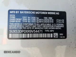 2024 BMW X3 xDrive30i with VIN 5UX53DP0XR9V54471, listed as a Copart auction lot 49241855 with 10,125 mi miles and Salvage Title. Bid and sale history available at carsss.com. Image 13.