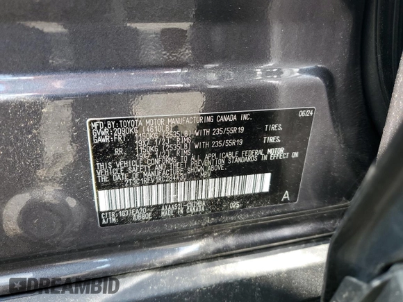 2024 Toyota RAV4 XLE Premium with VIN 2T3C1RFV1RC284430, listed as a Copart auction lot 65069965 with 4,688 mi miles and Salvage title. Bid and sale history available at DreamBid. Image 13.