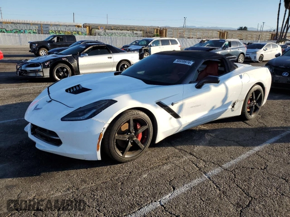2014 Chevrolet Corvette 3LT with VIN 1G1YF3D71E5128003, listed as a Copart auction lot 58559974 with 72,682 mi miles and Clean Title. Bid and sale history available at carsss.com. Image 1.