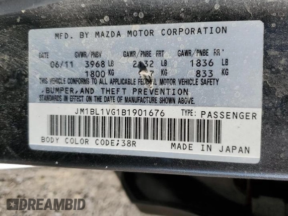 2011 Mazda Mazda3 i Touring with VIN JM1BL1VG1B1901676, listed as a Copart auction lot 48125475 with 106,613 mi miles and Salvage Title. Bid and sale history available at carsss.com. Image 14.