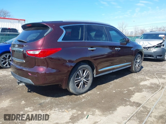 2013 Infiniti JX35 z VIN 5N1AL0MM4DC345105, wystawiony jako IAAI lot #41741937 z przebiegiem 76 332 mil mil oraz . Historia ofert i sprzedaży dostępna na DreamBid. Obrazek 4.