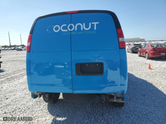 2021 GMC Savana Cargo Van with VIN 1GTW7BFP8M1153165, listed as a Copart auction lot 77533494 with 0 mi miles and Clean Title. Bid and sale history available at carsss.com. Image 6.