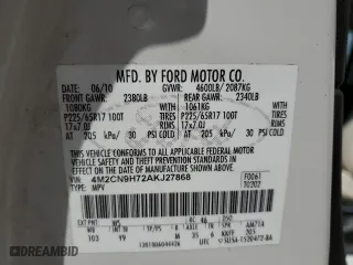 2010 Mercury Mariner Premier with VIN 4M2CN9H72AKJ27868, listed as a Copart auction lot 50773845 with 181,181 mi miles and Salvage Title. Bid and sale history available at carsss.com. Image 13.