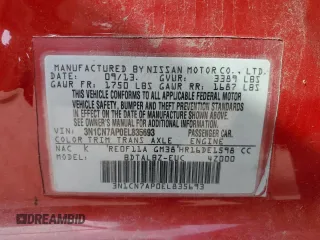 2014 Nissan Versa SV with VIN 3N1CN7AP0EL835693, listed as a Copart auction lot 50122244 with 163,742 mi miles and Non Repairable. Bid and sale history available at DreamBid. Image 12.
