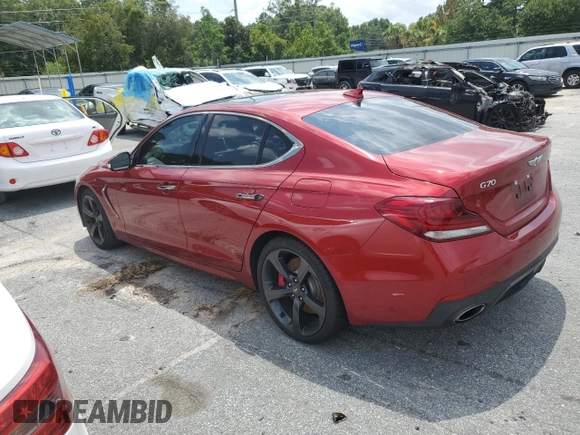 2019 Genesis G70 3.3T Advanced with VIN KMTG34LE3KU021961, listed as a Copart auction lot 65022834 with 45,498 mi miles and Salvage Title. Bid and sale history available at carsss.com. Image 2.