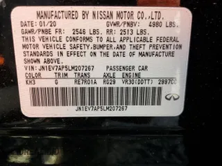 2020 Infiniti Q50 3.0t SPORT with VIN JN1EV7AP5LM207267, listed as a Copart auction lot 43167905 with 72,084 mi miles and Salvage Title. Bid and sale history available at carsss.com. Image 13.