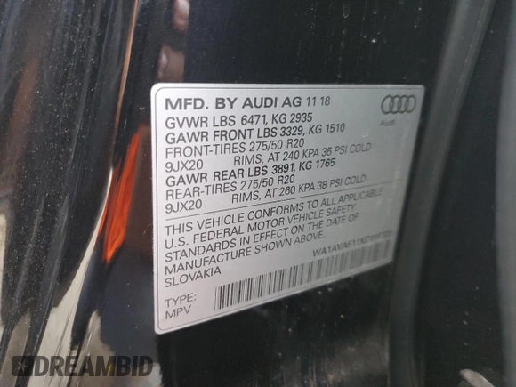 2019 Audi Q8 Premium z VIN WA1AVAF11KD016323, wystawiony jako Copart lot #50900455 z przebiegiem 85 415 mil mil oraz Tytuł czysty. Historia ofert i sprzedaży dostępna na DreamBid. Obrazek 13.