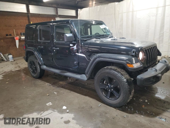 2021 Jeep Wrangler Unlimited Sahara High Altitude with VIN 1C4HJXEG4MW844446, listed as a Copart auction lot 76680594 with 27,124 mi miles and Salvage title. Bid and sale history available at DreamBid. Image 4.