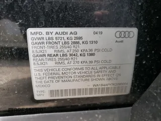 2019 Audi SQ5 Premium Plus with VIN WA1B4AFY7K2093004, listed as a Copart auction lot 61999783 with 25,272 mi miles. Bid and sale history available at carsss.com. Image 13.
