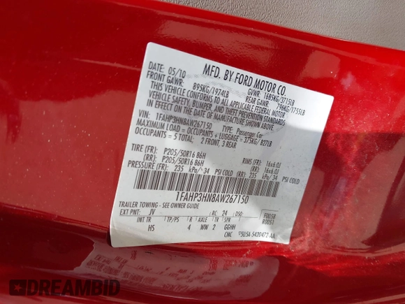 2010 Ford Focus SEL with VIN 1FAHP3HN8AW267150, listed as a IAAI auction lot 41932414 with 145,840 mi miles. Bid and sale history available at carsss.com. Image 9.