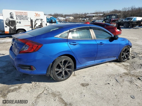 2019 Honda Civic Sedan Sport with VIN 19XFC2F84KE018814, listed as a Copart auction lot 42497335 with 45,565 mi miles and Salvage Title. Bid and sale history available at carsss.com. Image 3.
