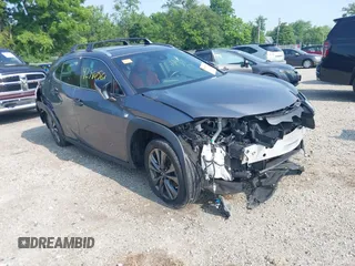 2021 Lexus UX 250h F Sport z VIN JTHE9JBHXM2045377, wystawiony jako IAAI lot #42580566 z przebiegiem 52 838 mil mil oraz . Historia ofert i sprzedaży dostępna na DreamBid. Obrazek 1.