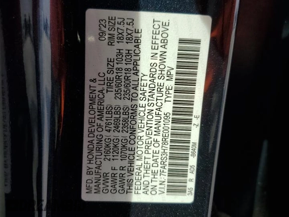 2024 Honda CR-V EX-L with VIN 7FARS3H78RE001095, listed as a Copart auction lot 55829055 with 26,481 mi miles and Salvage Title. Bid and sale history available at DreamBid. Image 14.