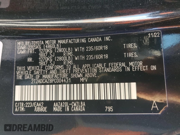 2023 Lexus NX 250 с VIN 2T2ADCAZ8PC004431, выставлен на аукционе Copart как лот 47553945 с пробегом 66 023 миль миль и Списание • Salvage title. История ставок и продаж доступна на DreamBid. Изображение 15.